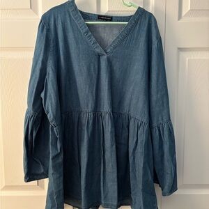 Lane Bryant Blue 3/4 Sleeve Tiered Tunic
